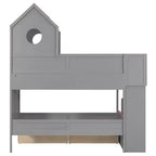 Twin Over Twin Bunk Bed Playful Kids House Bed with LED Lights, Storage Drawers & Staircase - ModernLuxe