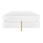 Homy Casa Modern High Gloss Square Coffee Table with Layered Design and Gold Accents for Living Room or Lounge