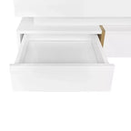 Homy Casa Modern High Gloss Square Coffee Table with Layered Design and Gold Accents for Living Room or Lounge