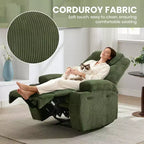 COZONY Adjustable Electric Recliner with 135 Tilt, Massage & Heat, Corduroy Cover & Tool-Free Assembly for Adults