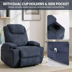 COZONY Adjustable Electric Recliner with 135 Tilt, Massage & Heat, Corduroy Cover & Tool-Free Assembly for Adults