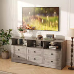 6-Drawer Slim Dresser, with Open Shelf for Bedroom Nursery & Closet, Antique Light