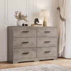 Dresser for Bedroom, 6-Drawer Wooden Dresser with Spacious Storage, Versatile Organizer for Living Room Entryway Office