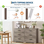 Dresser for Bedroom, 6-Drawer Wooden Dresser with Spacious Storage, Versatile Organizer for Living Room Entryway Office