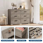 Dresser for Bedroom, 6-Drawer Wooden Dresser with Spacious Storage, Versatile Organizer for Living Room Entryway Office