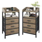 KOLIGEY Night Stand with Charging Station and Light Bedside End Table with Fabric Drawers, USB Ports and Outlets