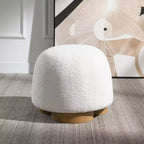 Modern Small Vanity Stools Ottomans, Teddy Fabric Footstool Ottoman with Soft Padded Seat for Living Room or Apartment-Panipeachy