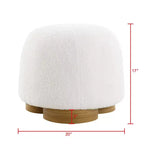 Modern Small Vanity Stools Ottomans, Teddy Fabric Footstool Ottoman with Soft Padded Seat for Living Room or Apartment-Panipeachy