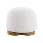 Modern Small Vanity Stools Ottomans, Teddy Fabric Footstool Ottoman with Soft Padded Seat for Living Room or Apartment-Panipeachy