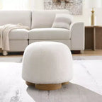 Modern Small Vanity Stools Ottomans, Teddy Fabric Footstool Ottoman with Soft Padded Seat for Living Room or Apartment-Panipeachy