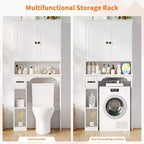 30in Over The Toilet Storage Cabinet, 7-Shelf Bathroom Organizer with Toilet Paper Holder for Bathroom Laundry Room