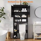 30in Over The Toilet Storage Cabinet, 7-Shelf Bathroom Organizer with Toilet Paper Holder for Bathroom Laundry Room