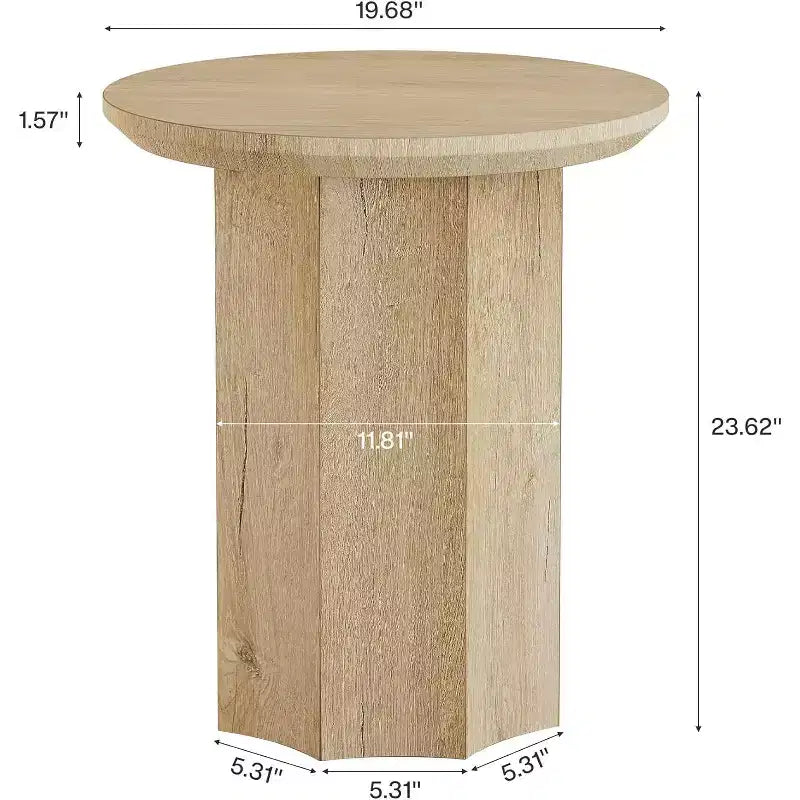 Lantine Round End Table Set of 2, Wooden Pedestal Side Table with Octagonal Base, Modern Nightstand for Living Room, Bedroom, Easy Assembly (2)