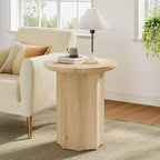 Lantine Round End Table Set of 2, Wooden Pedestal Side Table with Octagonal Base, Modern Nightstand for Living Room, Bedroom, Easy Assembly (2)