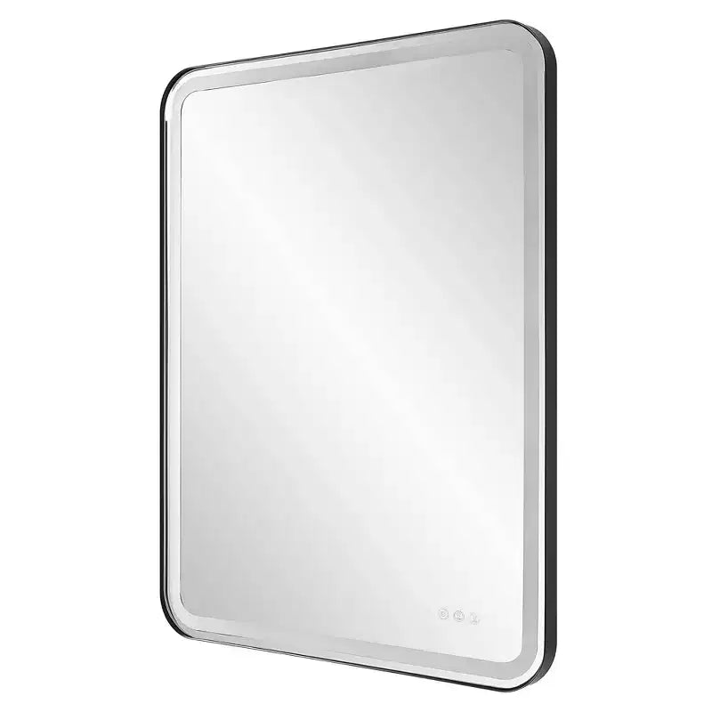 Uttermost Crofton Satin Black 30 x 40 Rectangular LED Wall Mirror