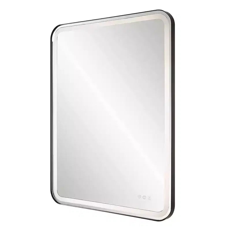 Uttermost Crofton Satin Black 30 x 40 Rectangular LED Wall Mirror