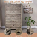 45H 5-Drawer Wood Dresser, Modern Chest of Drawers with Deep Storage, Tall Wooden Organizer for Bedroom, Living Room & Entryway