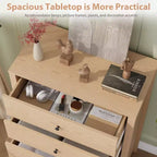 45H 5-Drawer Wood Dresser, Modern Chest of Drawers with Deep Storage, Tall Wooden Organizer for Bedroom, Living Room & Entryway