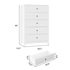 45H 5-Drawer Wood Dresser, Modern Chest of Drawers with Deep Storage, Tall Wooden Organizer for Bedroom, Living Room & Entryway