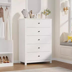 45H 5-Drawer Wood Dresser, Modern Chest of Drawers with Deep Storage, Tall Wooden Organizer for Bedroom, Living Room & Entryway