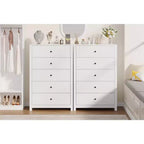 45H 5-Drawer Wood Dresser, Modern Chest of Drawers with Deep Storage, Tall Wooden Organizer for Bedroom, Living Room & Entryway