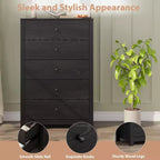 45H 5-Drawer Wood Dresser, Modern Chest of Drawers with Deep Storage, Tall Wooden Organizer for Bedroom, Living Room & Entryway
