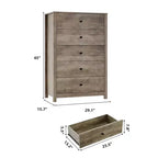 45H 5-Drawer Wood Dresser, Modern Chest of Drawers with Deep Storage, Tall Wooden Organizer for Bedroom, Living Room & Entryway