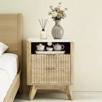 Compact 18 Modern Nightstand with Faux Marble Top, Curved Edge Side Table with 2 Drawers and Open Storage for Bedroom or Living Room
