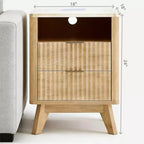 Compact 18 Modern Nightstand with Faux Marble Top, Curved Edge Side Table with 2 Drawers and Open Storage for Bedroom or Living Room
