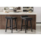 Bar Stools Set, 26.2H Modern Upholstered Kitchen Stools with Low Back, Footrest, Wood Legs, Counter Height Design for Kitchen Counter, Dining Room