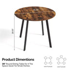 Karl Home 36''Modern Round Dining Table with Sturdy Metal Legs for Small Space Kitchen Table