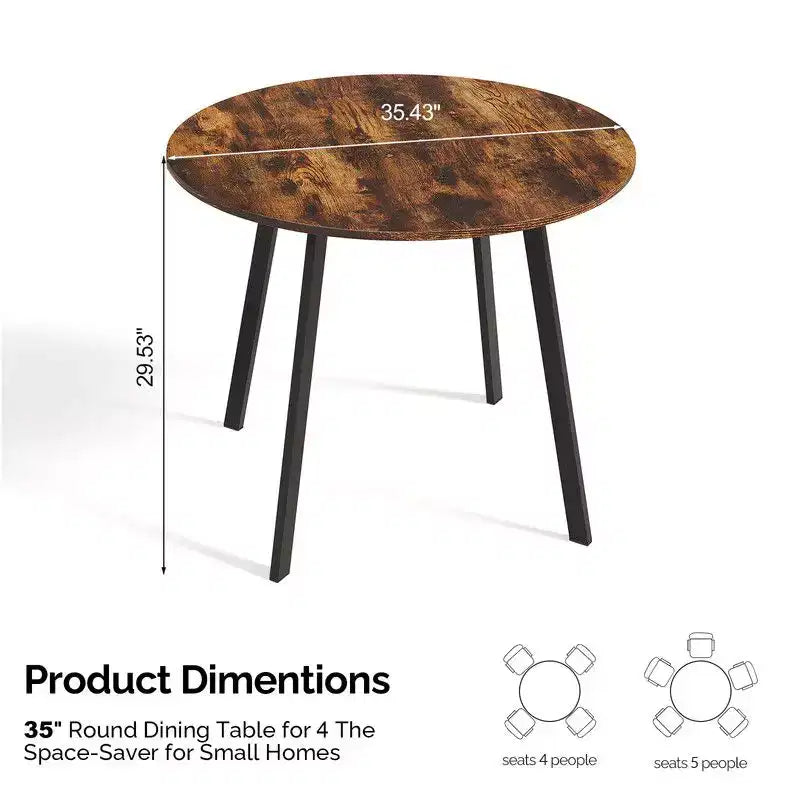 Karl Home 36''Modern Round Dining Table with Sturdy Metal Legs for Small Space Kitchen Table
