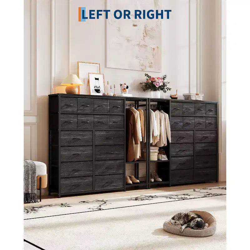 16-Drawer Clothes Rack with 2 Shelves, Tall Freestanding Closet Organizer, Heavy Duty Wardrobe Garment Rack for Bedroom Storage & Organization