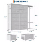 16-Drawer Clothes Rack with 2 Shelves, Tall Freestanding Closet Organizer, Heavy Duty Wardrobe Garment Rack for Bedroom Storage & Organization