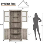 Farmhouse Corner Storage Cabinet Lighted Tall Space-Saving with Adjustable Shelves Glass Door Entryway Display Unit Living Room Kitchen