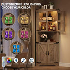 Farmhouse Corner Storage Cabinet Lighted Tall Space-Saving with Adjustable Shelves Glass Door Entryway Display Unit Living Room Kitchen