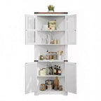 Farmhouse Corner Storage Cabinet Lighted Tall Space-Saving with Adjustable Shelves Glass Door Entryway Display Unit Living Room Kitchen