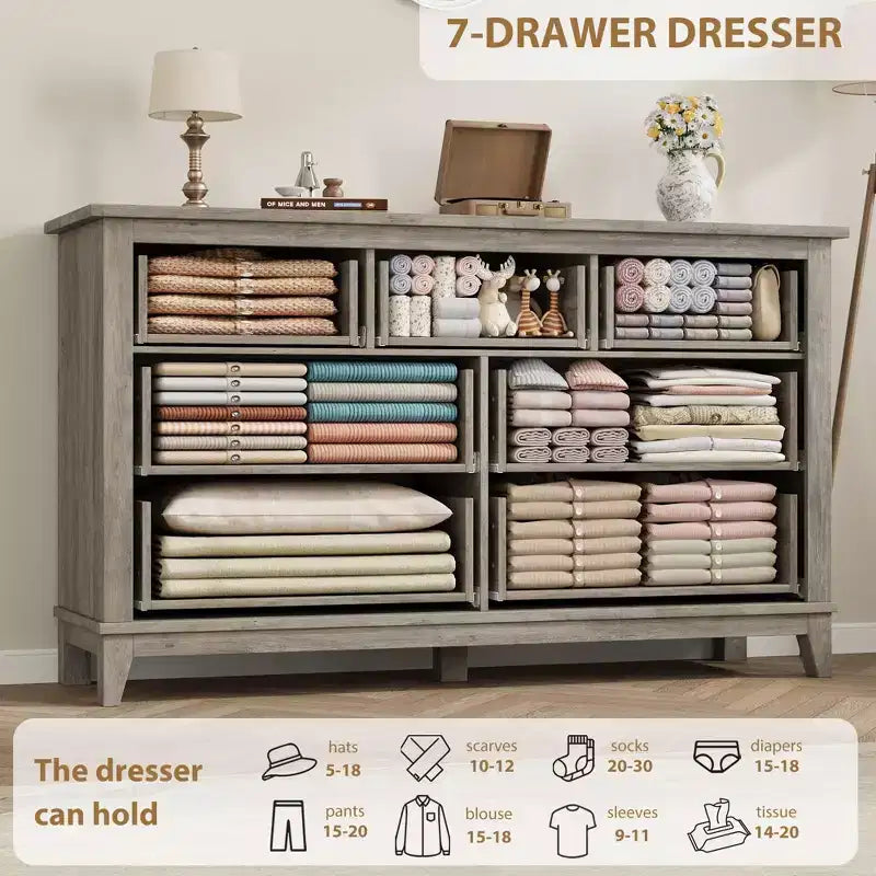 7 Dresser for Bedroom, Freestanding Closet Organizer, for Living Room, Bedroom