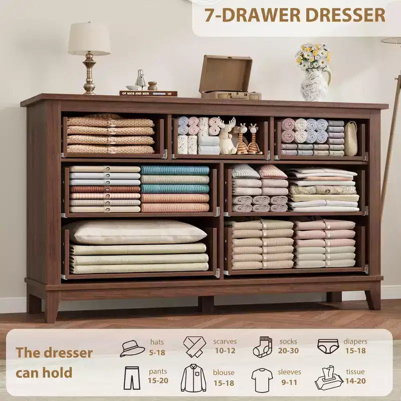 7 Dresser for Bedroom, Freestanding Closet Organizer, for Living Room, Bedroom
