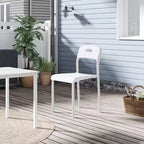 Dining Chairs, Stackable Kitchen Chairs, Plastic Dining Room Chair with Metal Legs, Waterproof & Stain-Resistant, for Indoor and Outdoor, White