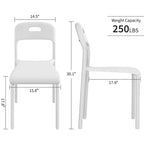 Dining Chairs, Stackable Kitchen Chairs, Plastic Dining Room Chair with Metal Legs, Waterproof & Stain-Resistant, for Indoor and Outdoor, White