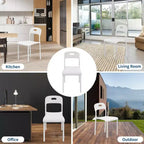 Dining Chairs, Stackable Kitchen Chairs, Plastic Dining Room Chair with Metal Legs, Waterproof & Stain-Resistant, for Indoor and Outdoor, White