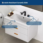 Floating Bathroom Vanity 24/30 Inch with Sink Combo Wall Mounted Cabinet 2 Drawers for Bathroom Storage