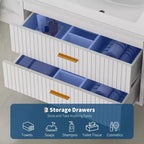 Floating Bathroom Vanity 24/30 Inch with Sink Combo Wall Mounted Cabinet 2 Drawers for Bathroom Storage