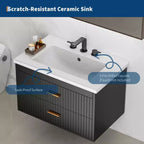 Floating Bathroom Vanity 24/30 Inch with Sink Combo Wall Mounted Cabinet 2 Drawers for Bathroom Storage