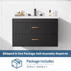 Floating Bathroom Vanity 24/30 Inch with Sink Combo Wall Mounted Cabinet 2 Drawers for Bathroom Storage