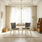 Chaises de salle à manger rembourrées en tissu et bois (lot de 2)