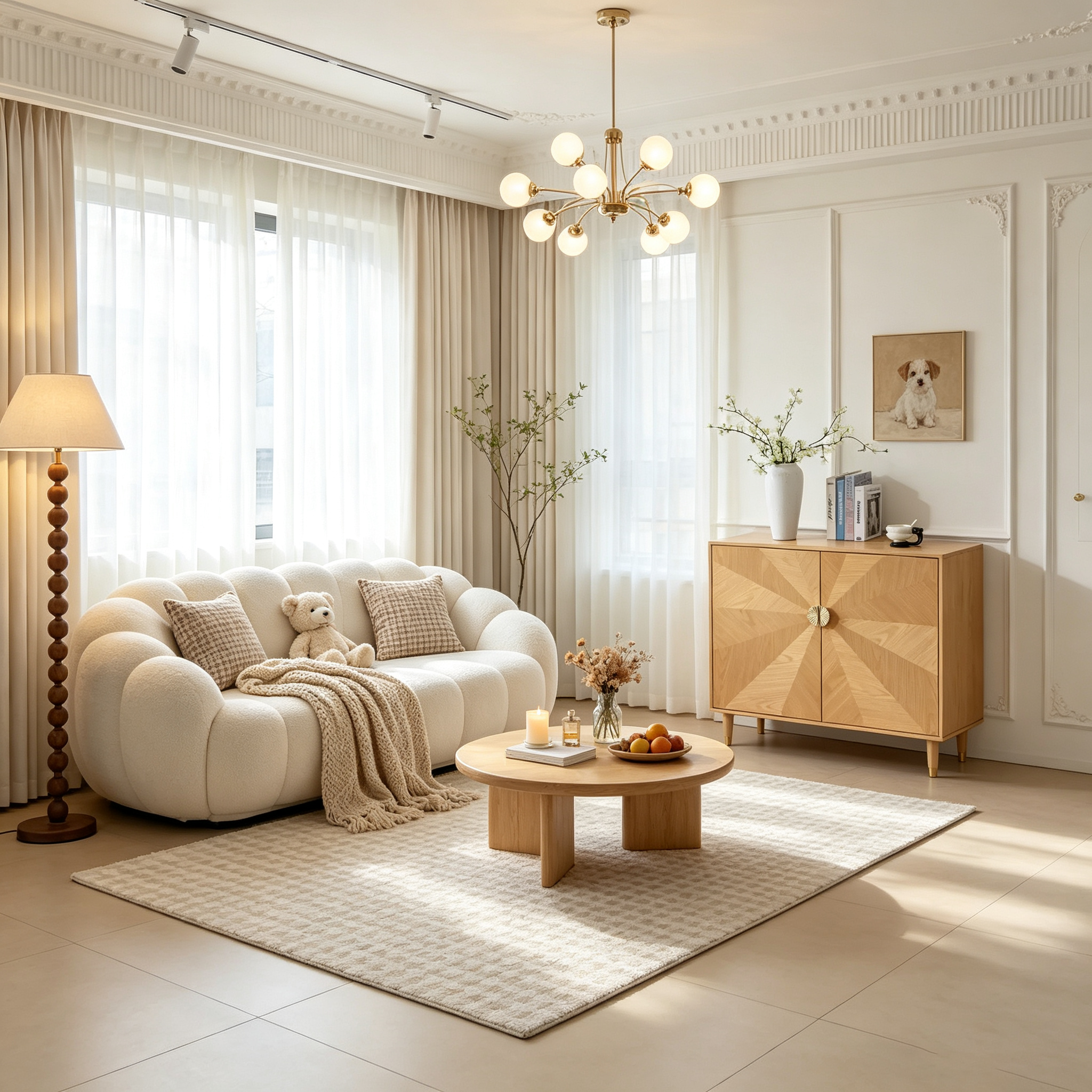 Buffet vintage en bois avec rangements, portes décoratives