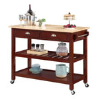 Breighton Home American Heritage 3 Tier Butcher Block Kitchen Cart with Drawers Mahogany