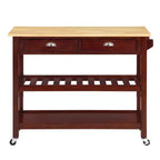 Breighton Home American Heritage 3 Tier Butcher Block Kitchen Cart with Drawers Mahogany